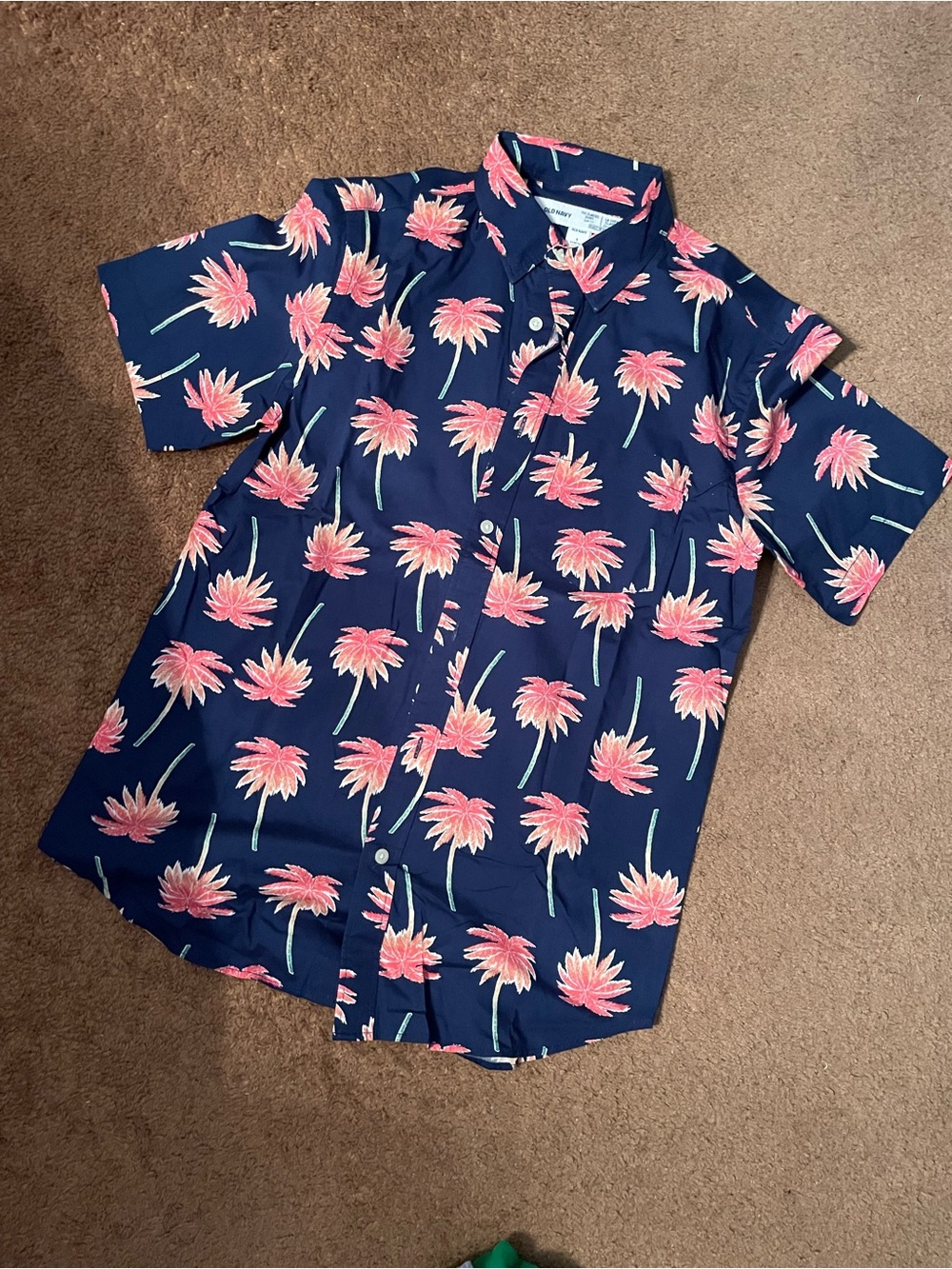 Old Navy Floral Button-Up Shirt with Pink Palm Trees